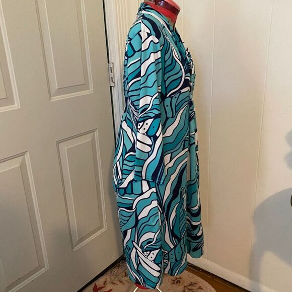 escapada living Boho Long Sleeve V-Neck Pleats Dress Size M - Picture 4 of 9